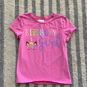 Pink Birthday Girl Unicorn T-Shirt
